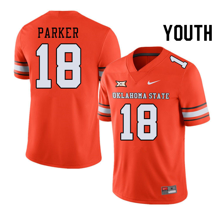 Youth #18 Gavynn Parker Oklahoma State Cowboys College Football Jerseys Stitched-Alternate Orange